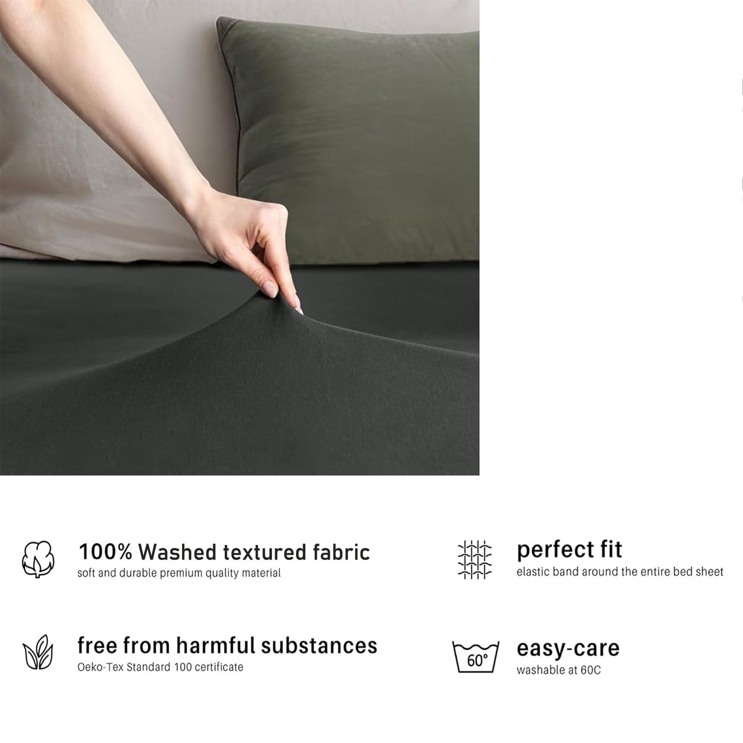 2 Piece Fitted Sheet Set - Dark Grey King Single