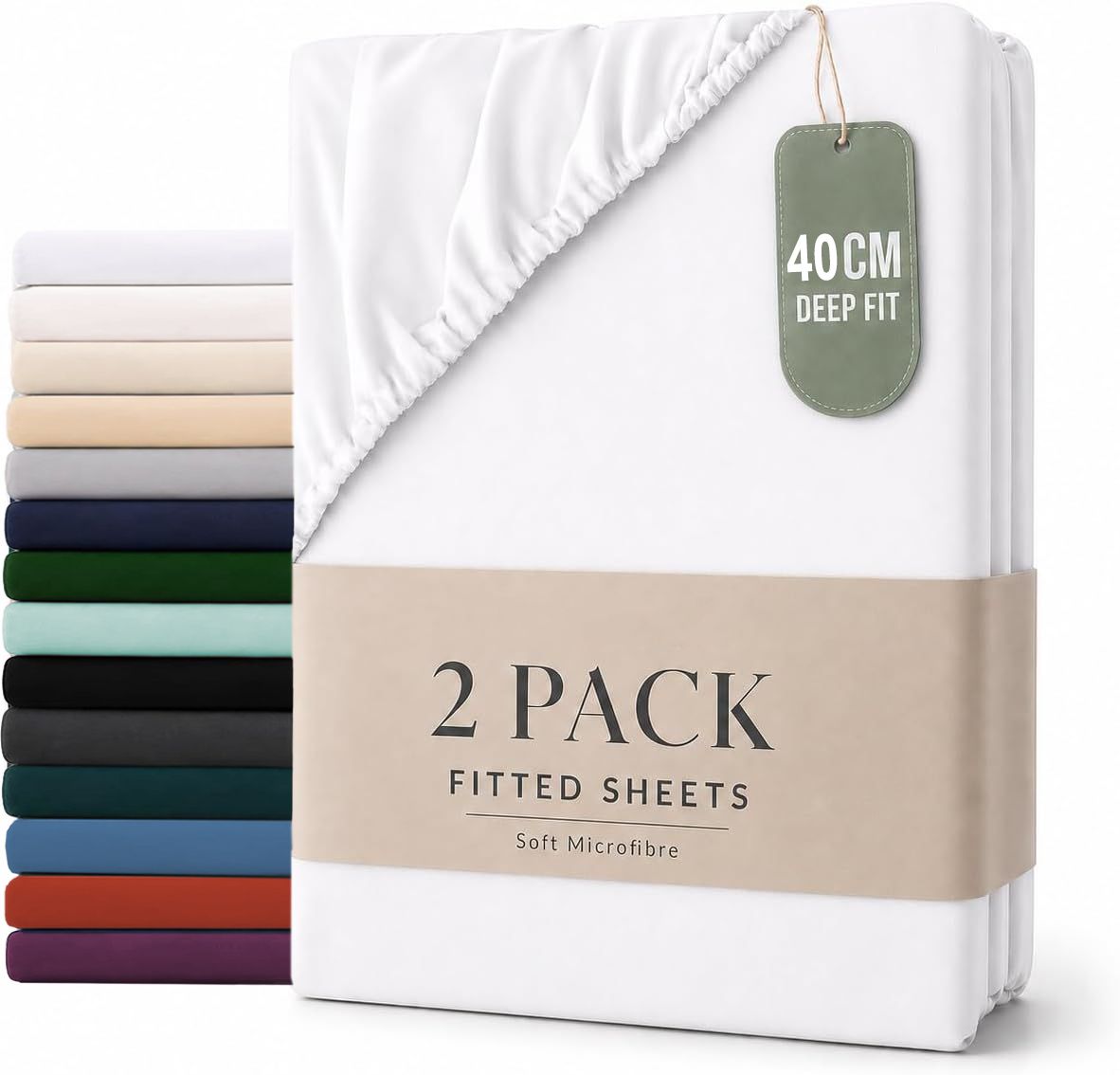 2 Piece Fitted Sheet Set - White Queen
