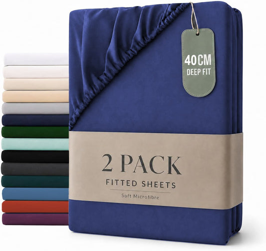 2 Piece Fitted Sheet Set - Royal Blue Queen