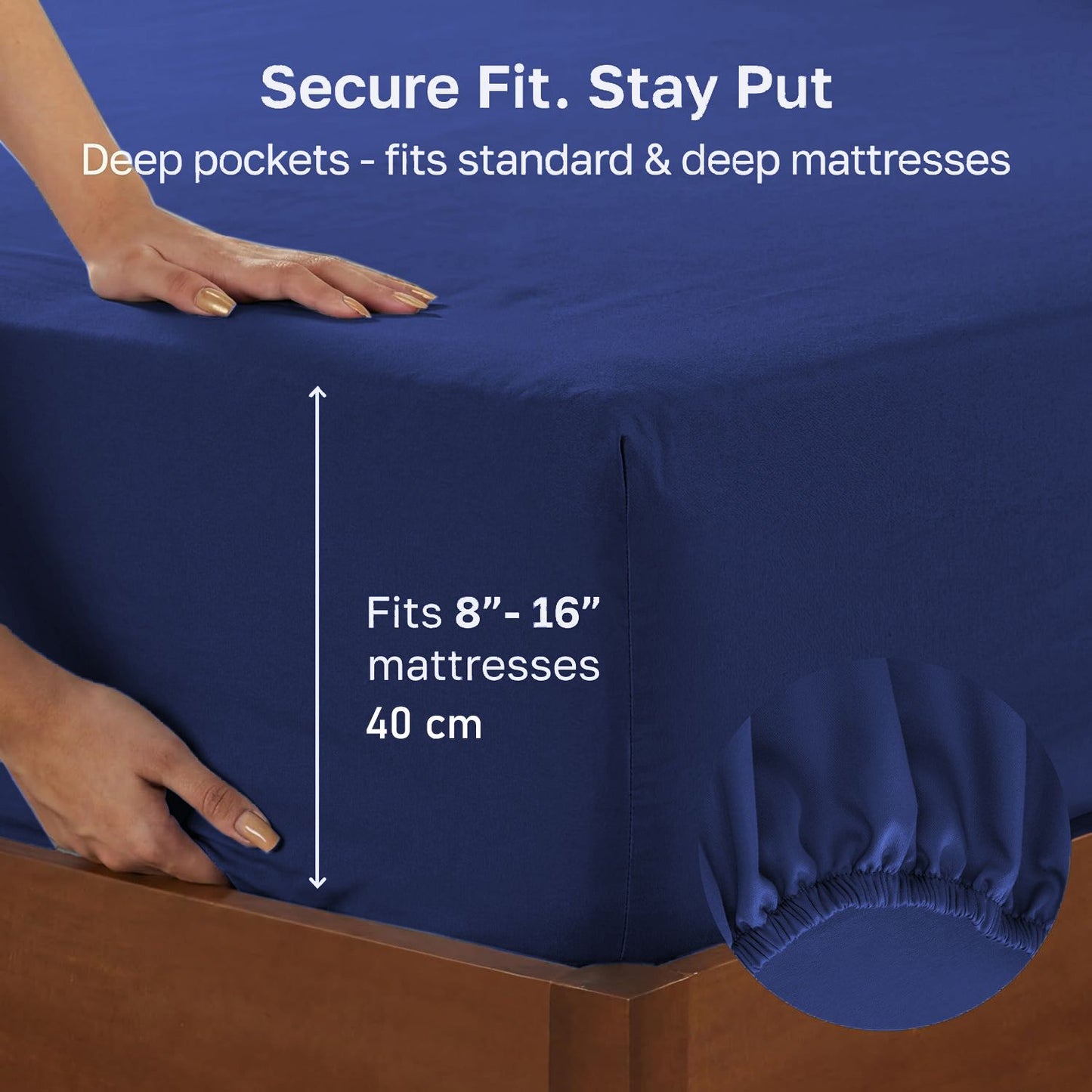 2 Piece Fitted Sheet Set - Royal Blue Queen