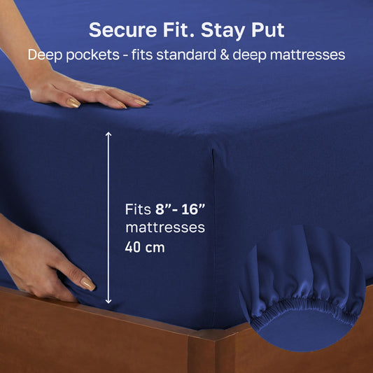 2 Piece Fitted Sheet Set - Royal Blue Queen