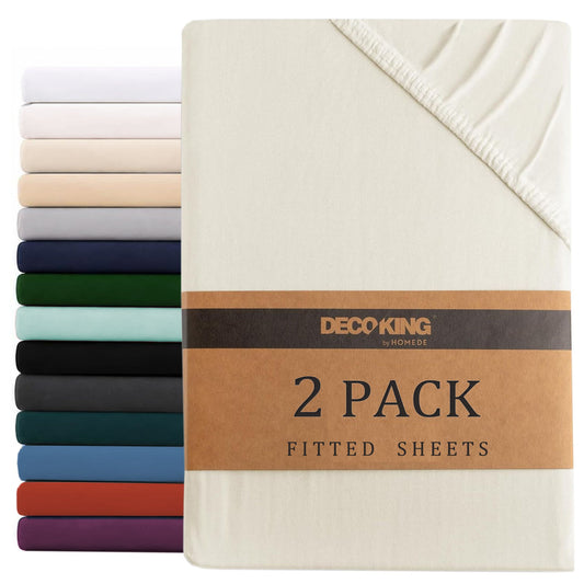 2 Piece Fitted Sheet Set - Cream White Queen