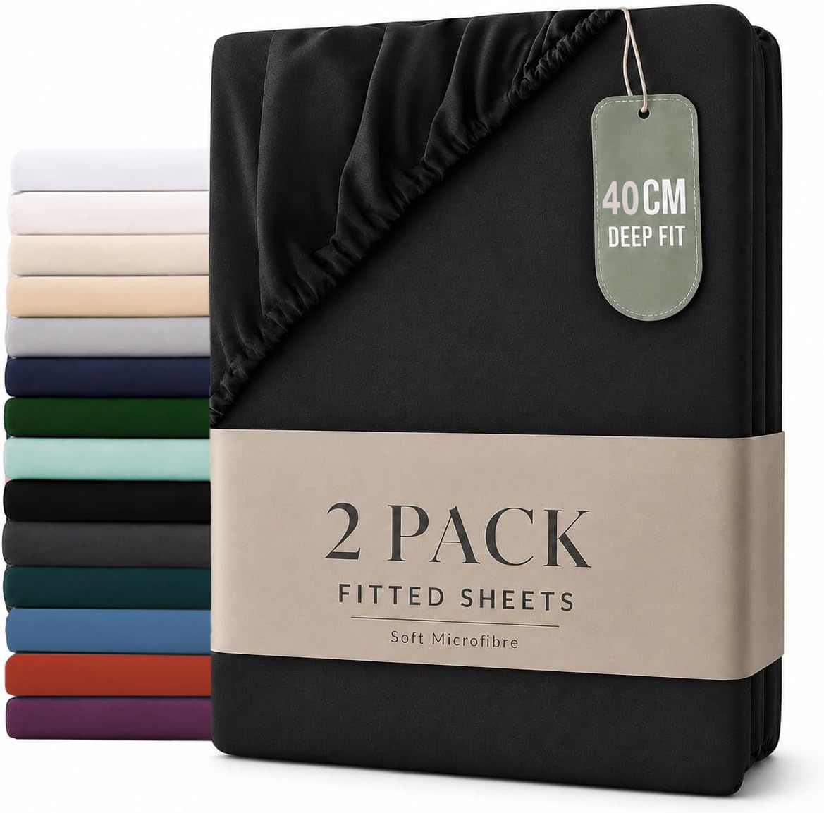 2 Piece Fitted Sheet Set - Black Single