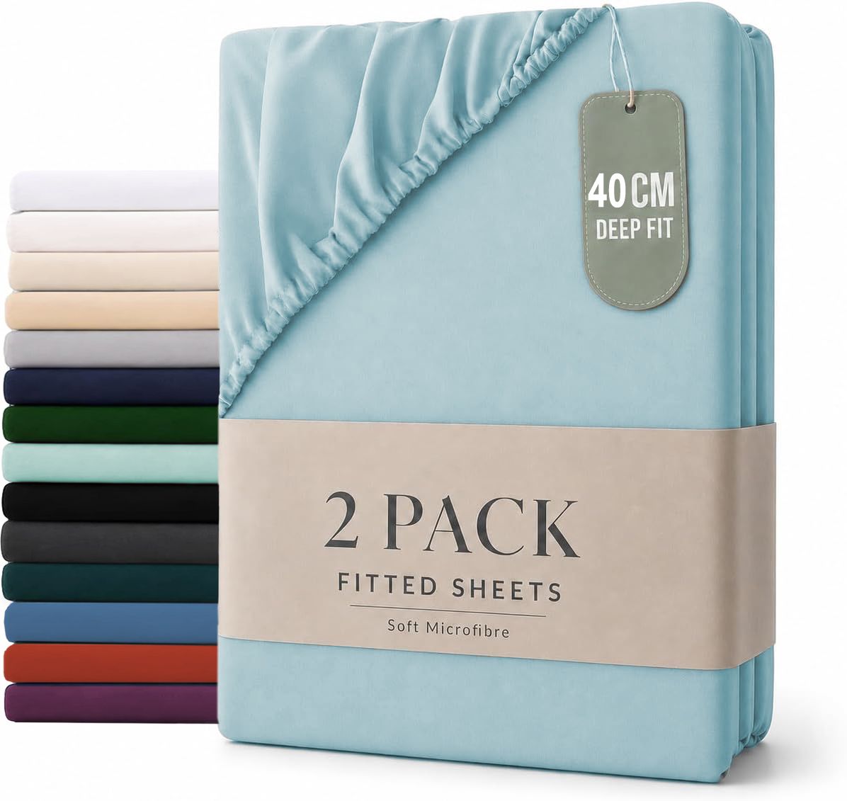 2 Piece Fitted Sheet Set - Ice Blue Super King
