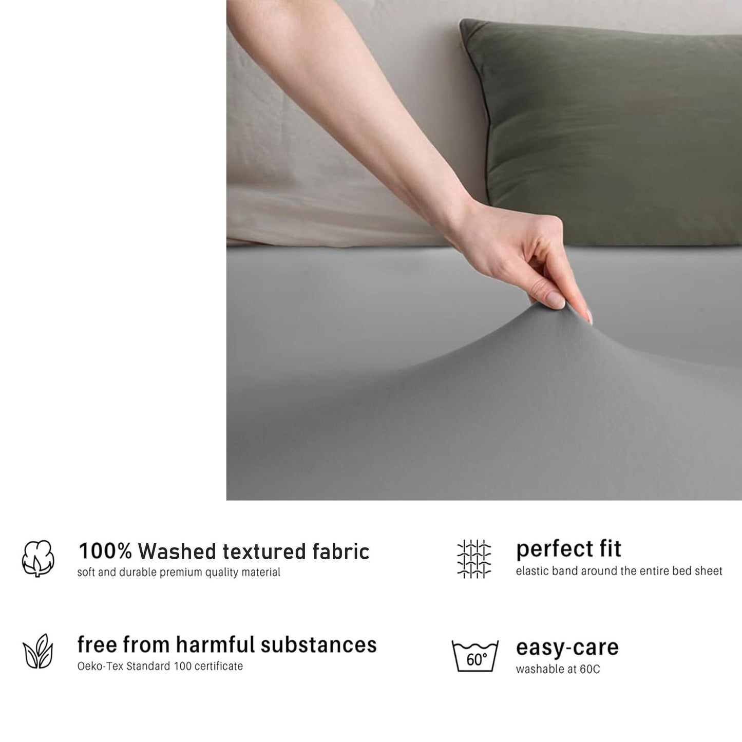 2 Piece Fitted Sheet Set - Grey Super King