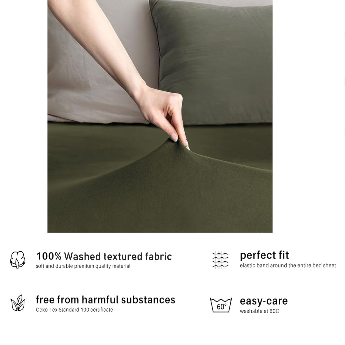 2 Piece Fitted Sheet Set - Olive Green Super King
