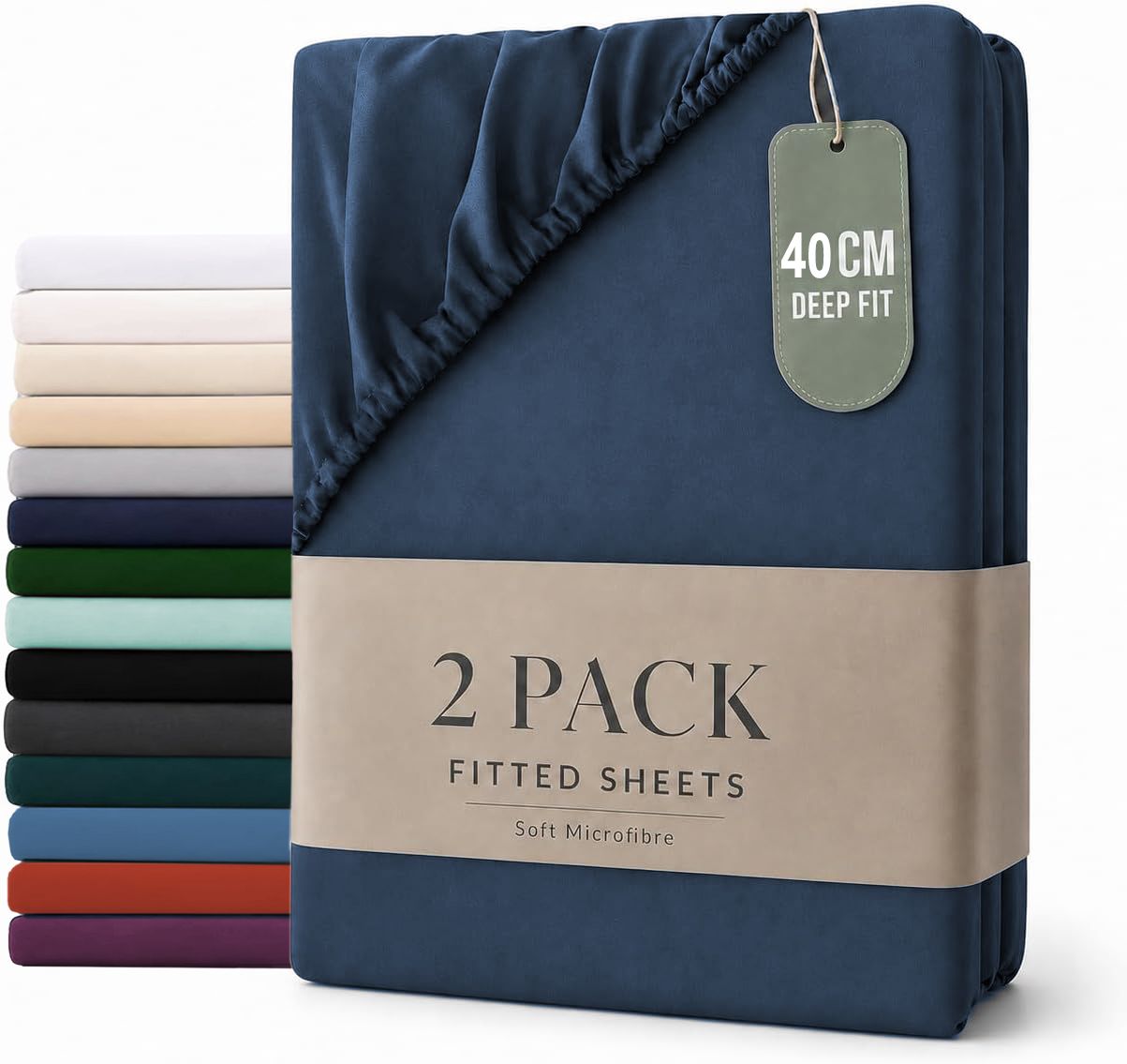 2 Piece Fitted Sheet Set - Navy Super King