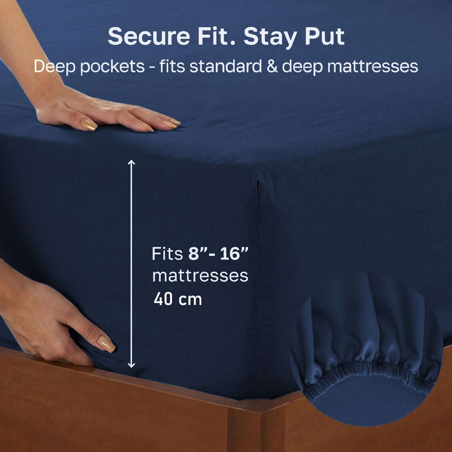 2 Piece Fitted Sheet Set - Navy Super King