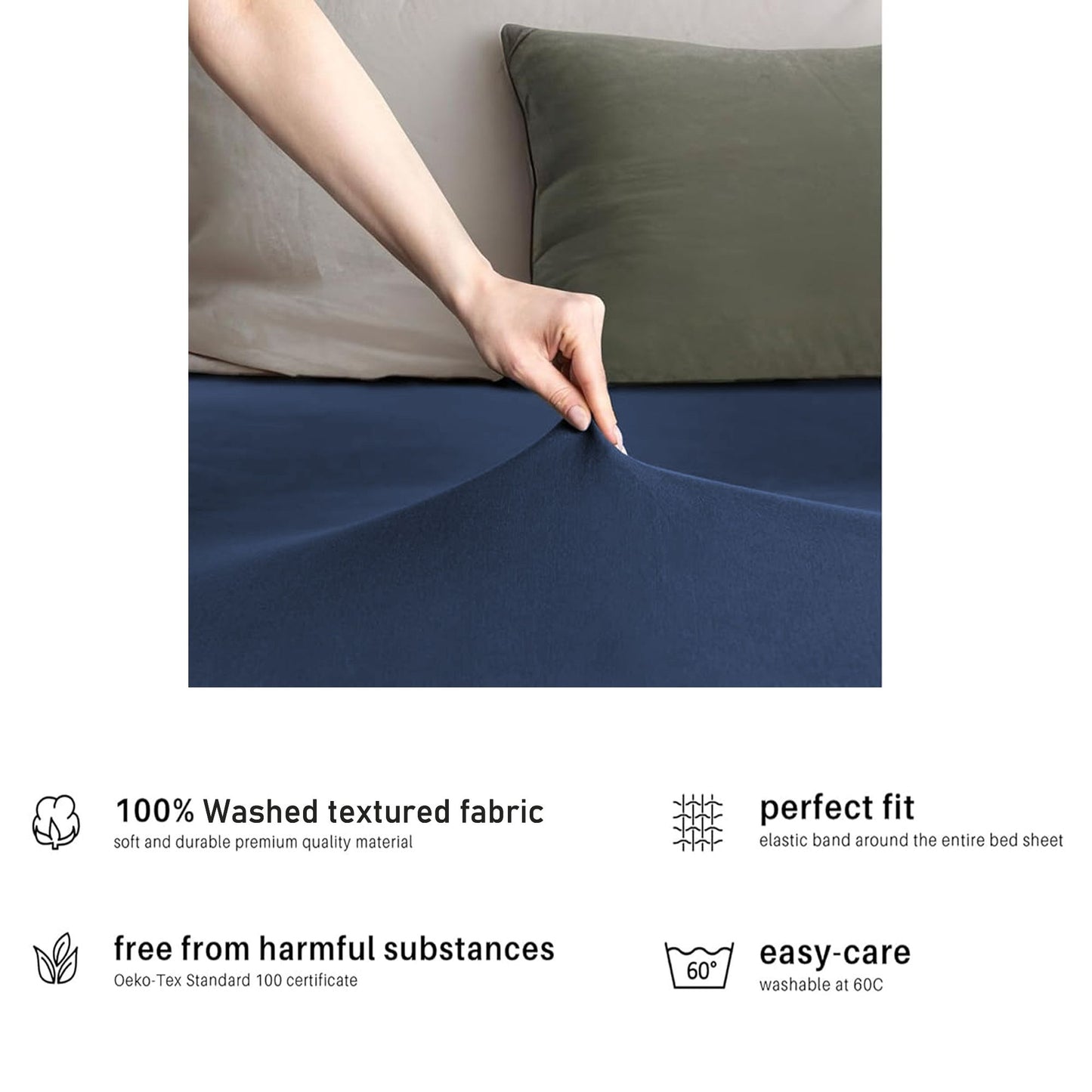 2 Piece Fitted Sheet Set - Navy Super King