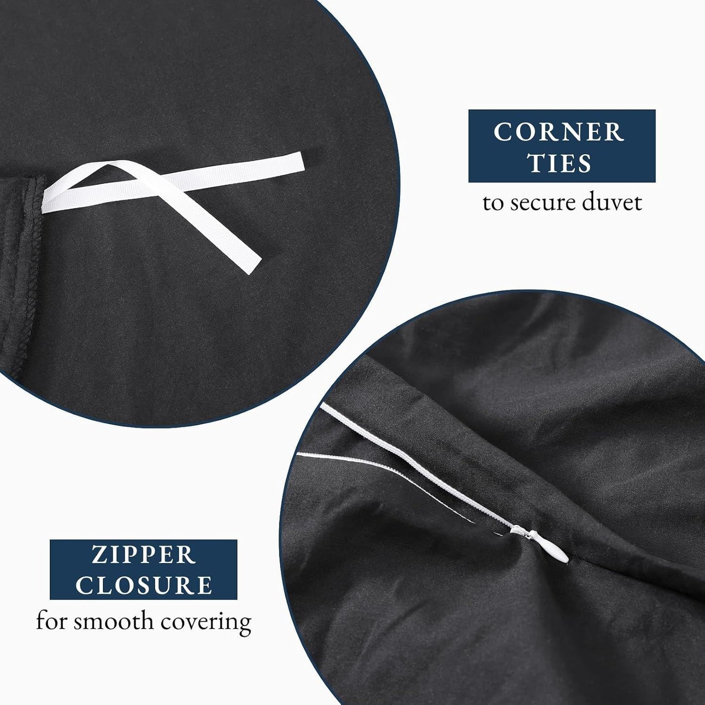 Hotel Soft Microfiber Duvet Cover Set-2000TC Quilt Cover Set & Pillowcases -1 Donna Cover Zipper Closure & 1 x Pillowcases-Breathable Bedding - Wrinkle, Fade, Stain Resistant(Black,Double)