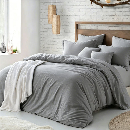 Microfibre Duvet Cover Set - grey - Double