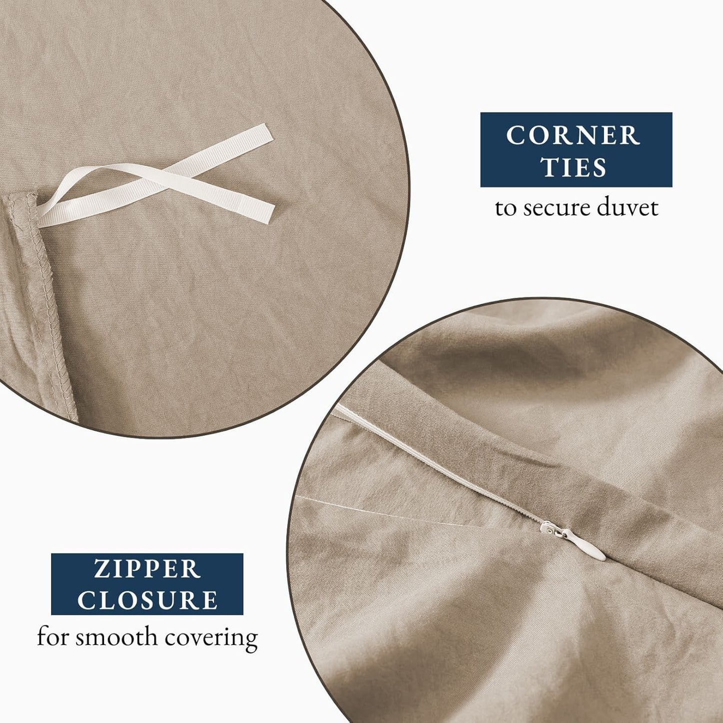 Hotel Soft Microfiber Duvet Cover Set-2000TC Quilt Cover Set & Pillowcases -1 Donna Cover Zipper Closure & 1 x Pillowcases-Breathable Bedding - Wrinkle, Fade, Stain Resistant(Camel Beige,Double)
