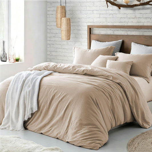 Microfibre Duvet Cover Set - beige - King