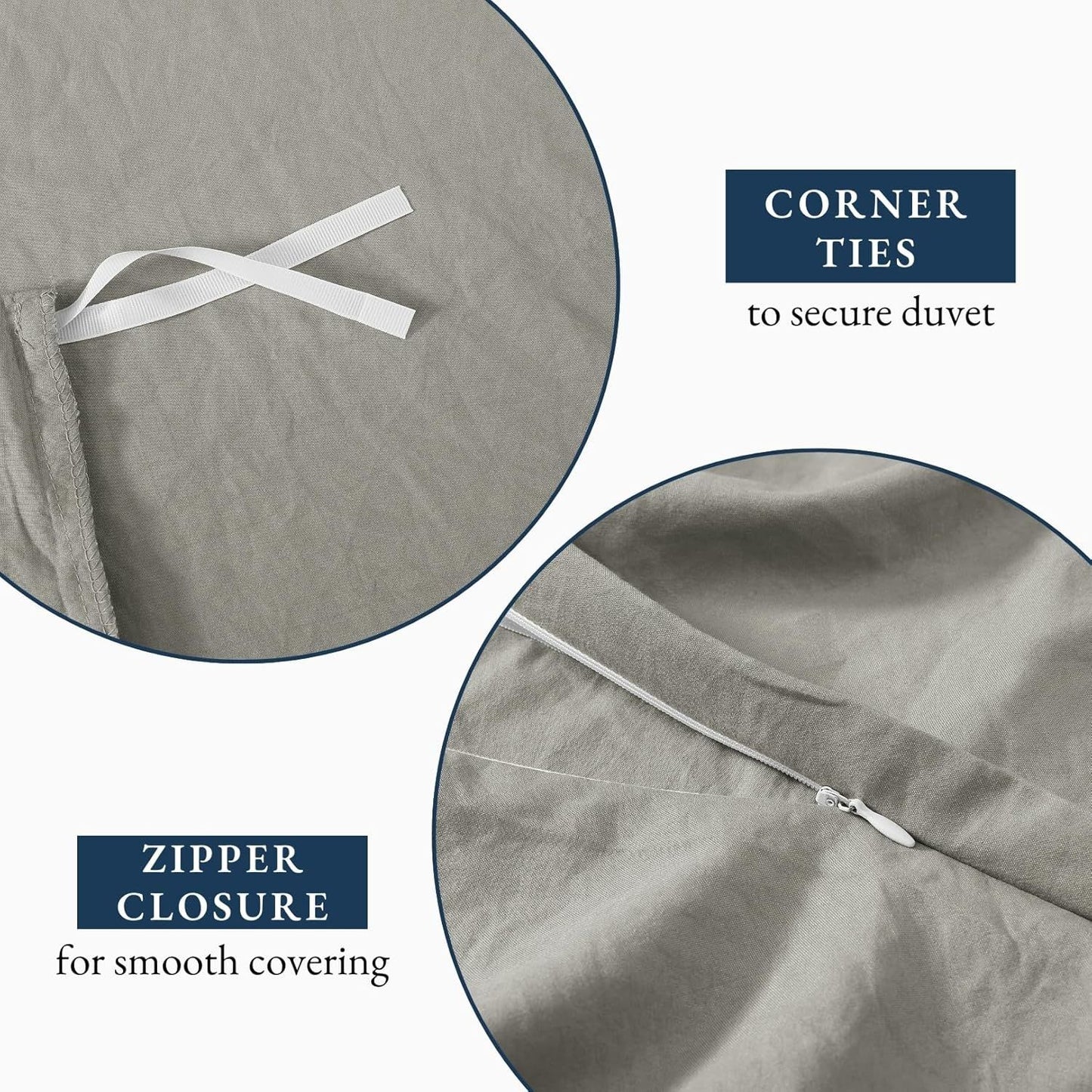 Hotel Soft Microfiber Duvet Cover Set-2000TC Quilt Cover Set & Pillowcases -1 Donna Cover Zipper Closure & 1 x Pillowcases-Breathable Bedding - Wrinkle, Fade, Stain Resistant(Grey,King Single)