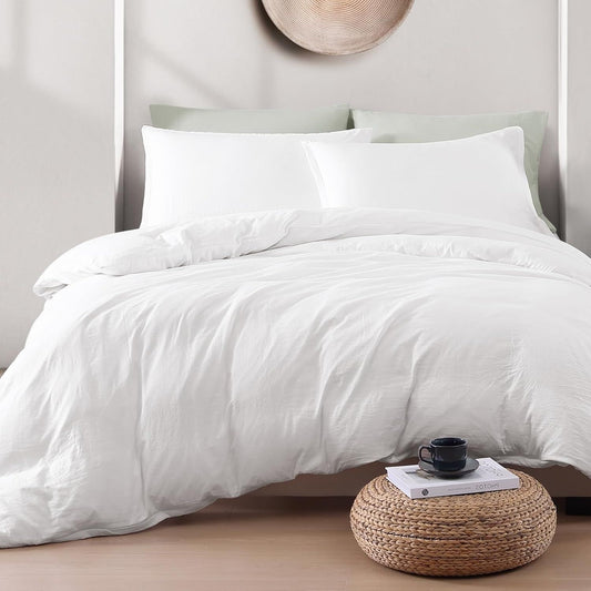 Microfibre Duvet Cover Set - white - Super King