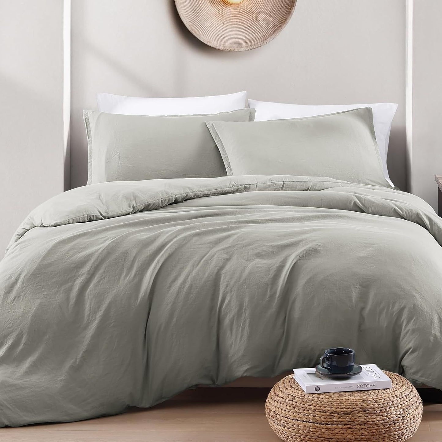 Hotel Soft Microfiber Duvet Cover Set-2000TC Quilt Cover Set & Pillowcases -1 Donna Cover Zipper Closure & 1 x Pillowcases-Breathable Bedding - Wrinkle, Fade, Stain Resistant(Grey,Super King)