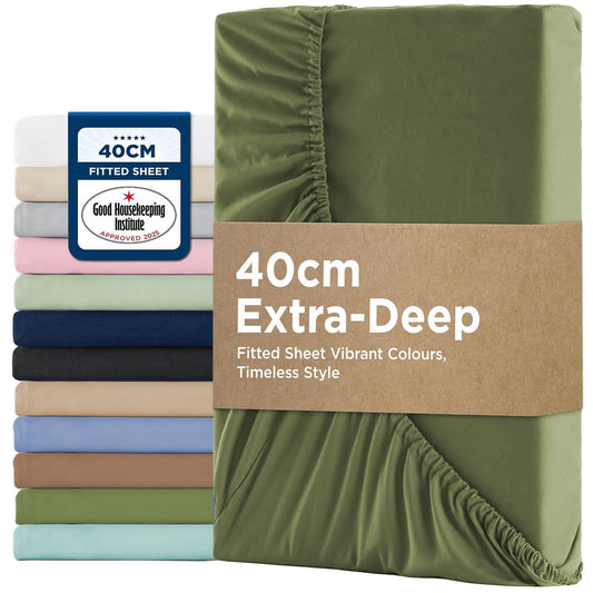 2000TC Fitted Sheet Set - olive - Double