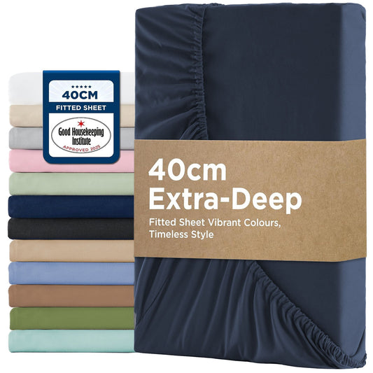 2000TC Fitted Sheet Set - navy - Queen