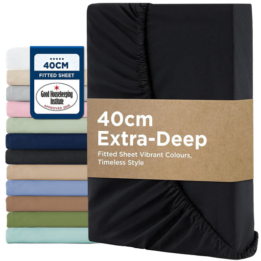 2000TC Fitted Sheet Set - black - Single