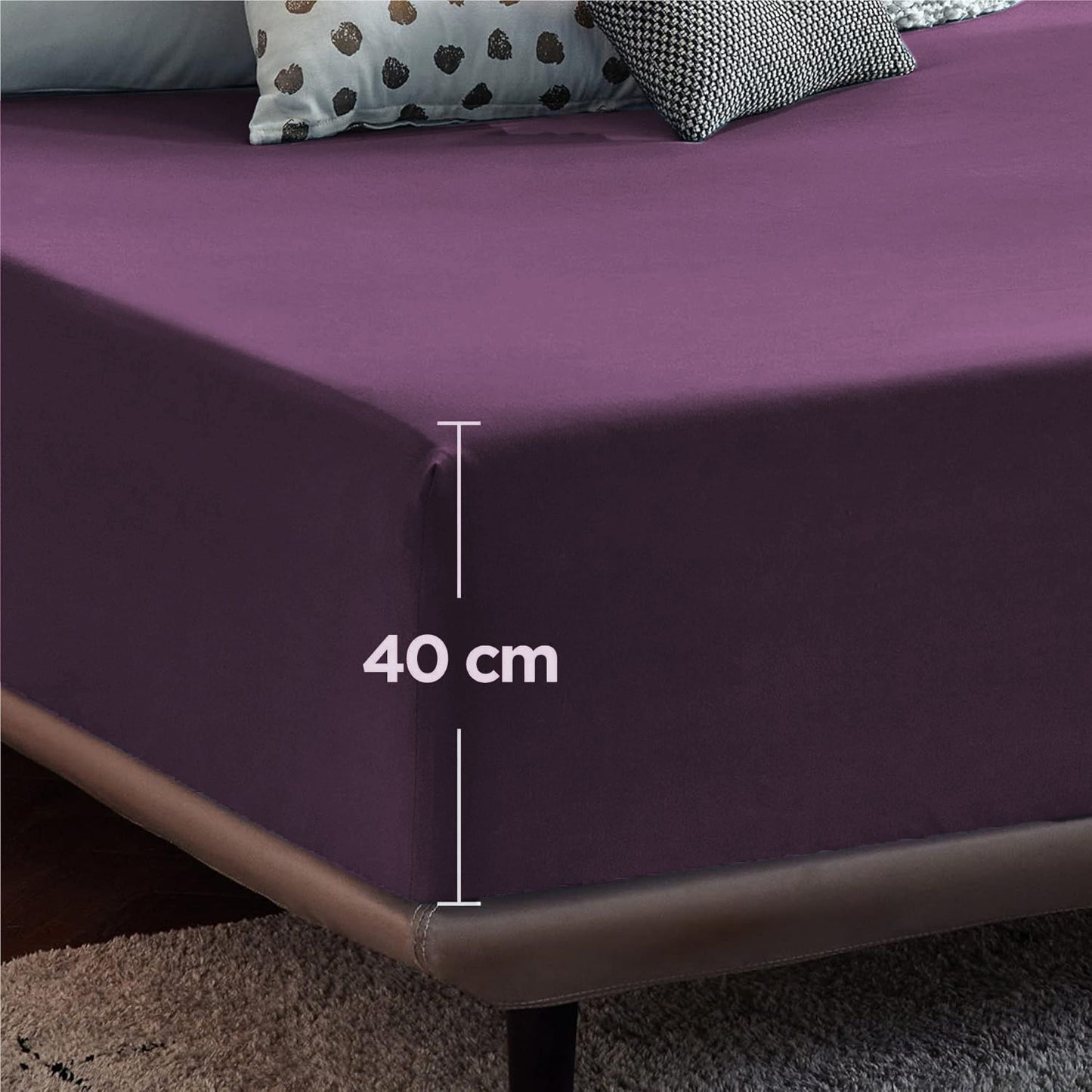 2000TC Hotel Quality Fitted Sheets - 2 Piece Fitted Sheets  -Breathable Bedding - Wrinkle, Fade, Stain Resistant- 16inch/40cm Deep Pocket Fitted Bed Sheets-Wrinkle and Fade Resistant,(Purple,Single)