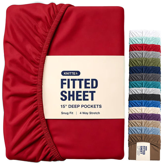 2000TC Fitted Sheet Set - red - King