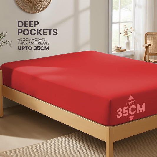 2000TC Fitted Sheet Set - red - King