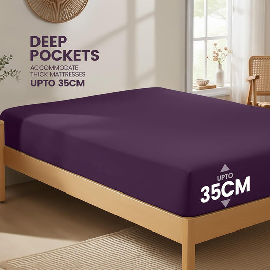 2000TC Fitted Sheet Set - purple - Super King