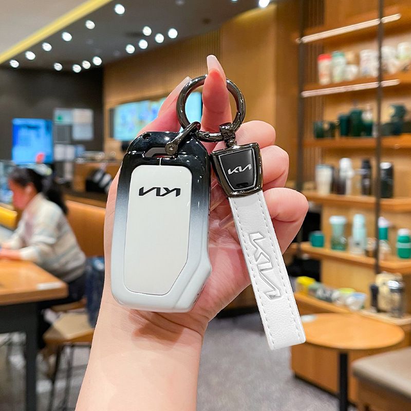 Fragrant car island Kia Key Shell H3 Gradient Black. Standard H4 key gradient black and white single pack + white leather cord clasp