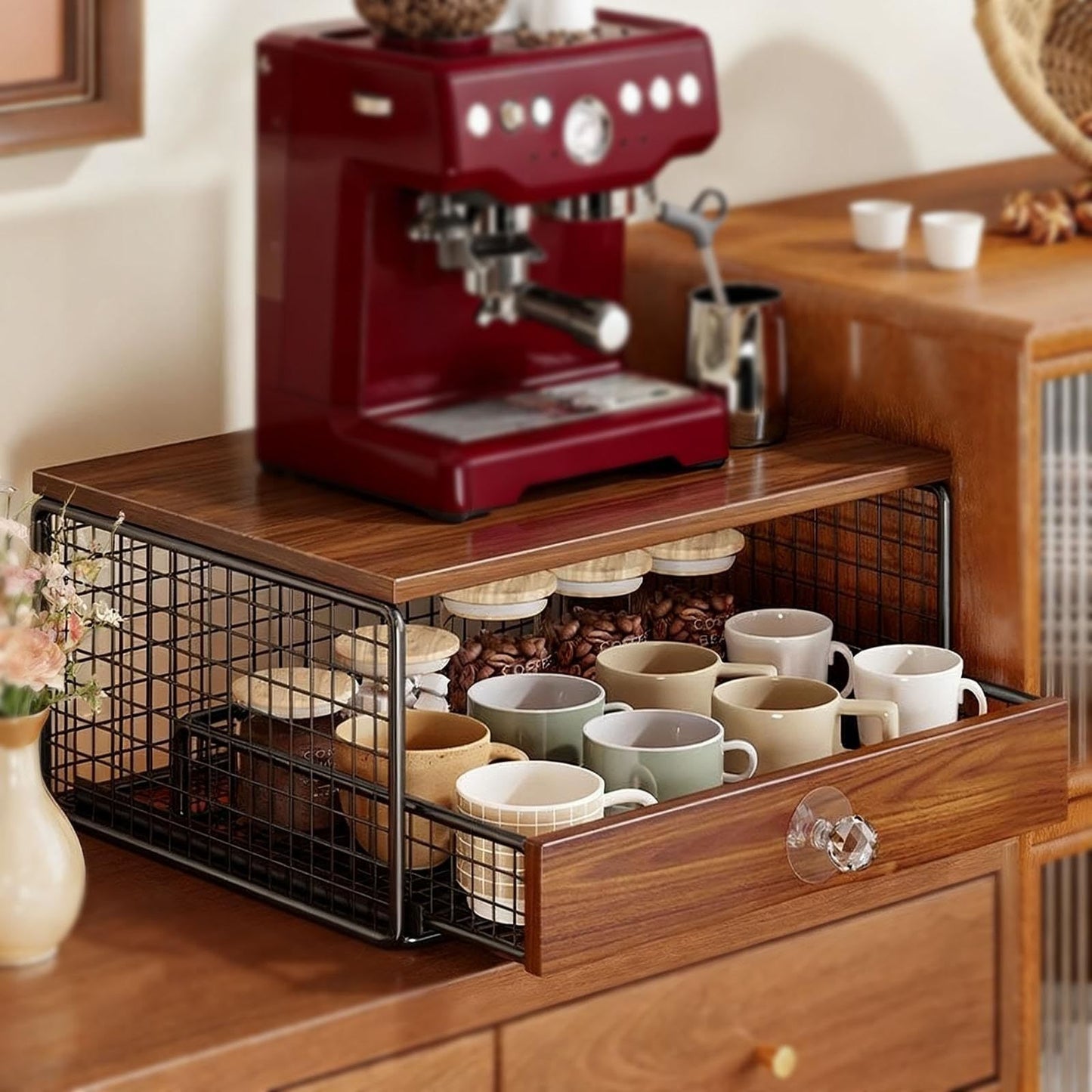 Coffee Machine Stand with Capsule Storage