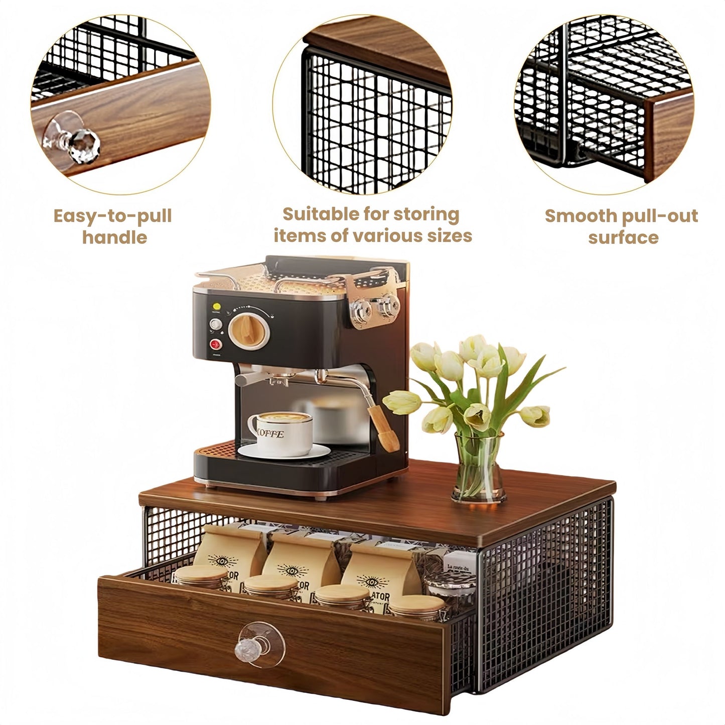 Coffee Machine Stand with Capsule Storage