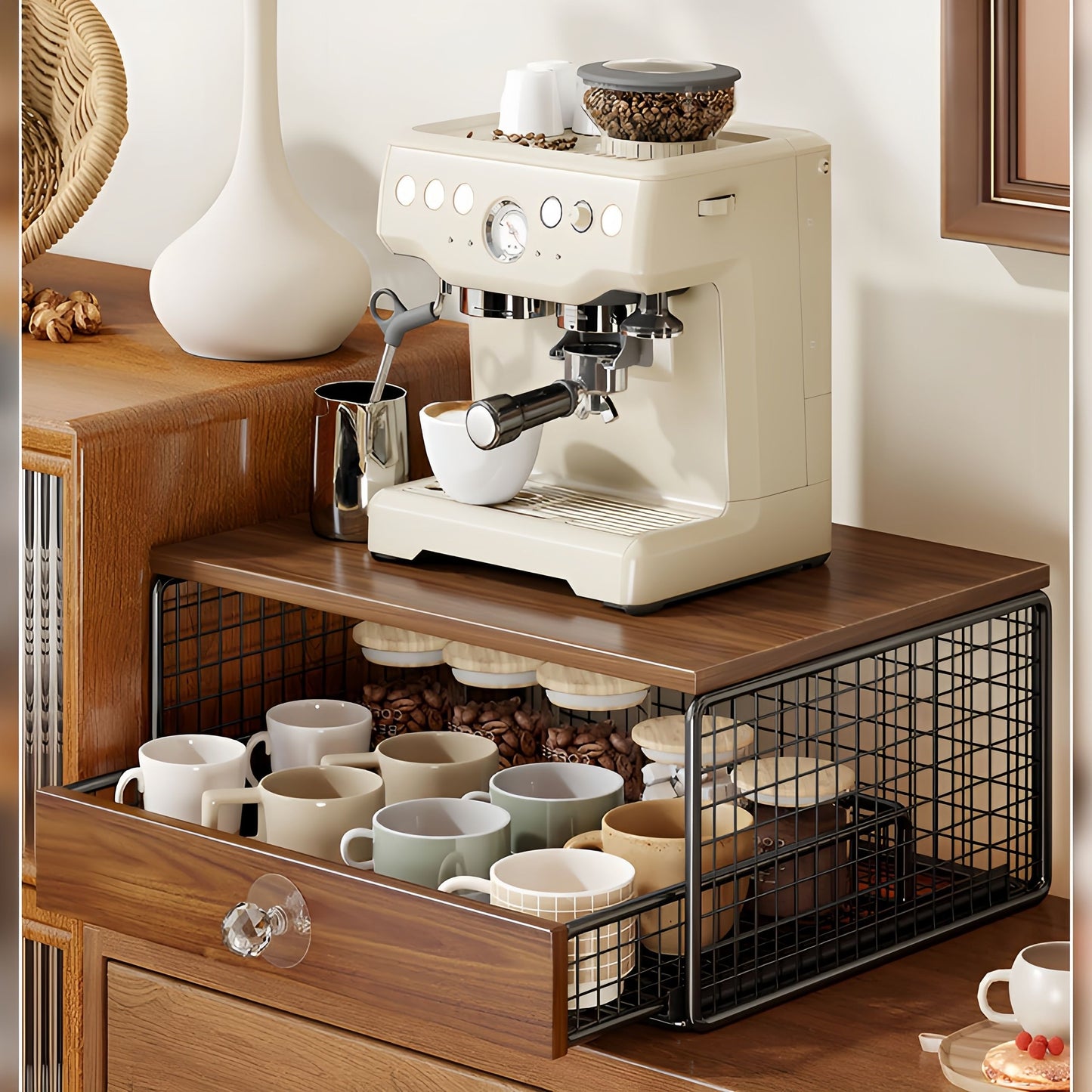 Coffee Machine Stand with Capsule Storage