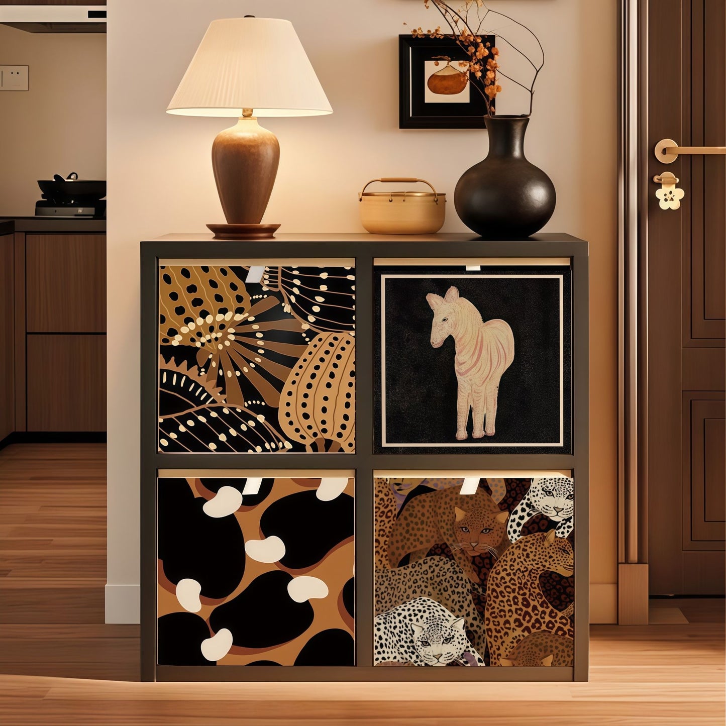 2 Packs Collapsible Storage Bins, Retro Style Foldable Storage Box for Toys, Clothes, Books, Closet & Shelves, Durable Home Storage Basket Organizer (B-Leopard)