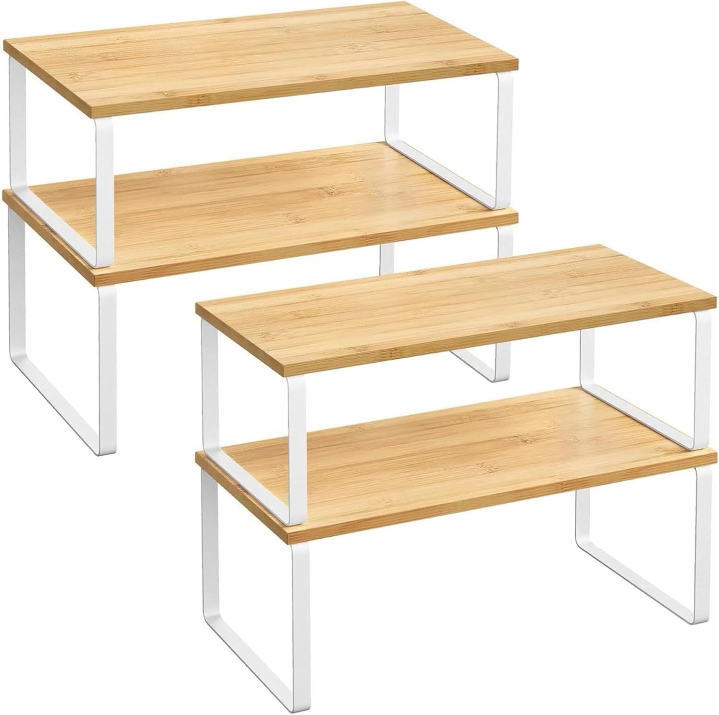 2 Tier Kitchen Shelf Organiser - 4 Pack
