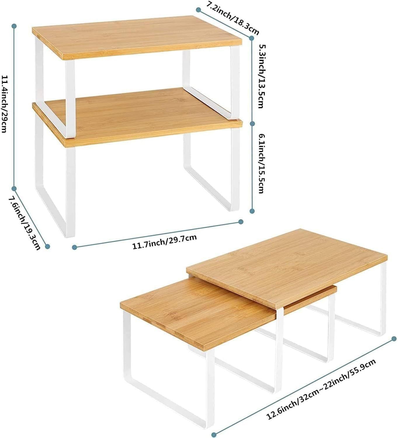 2 Tier Kitchen Shelf Organiser - 4 Pack