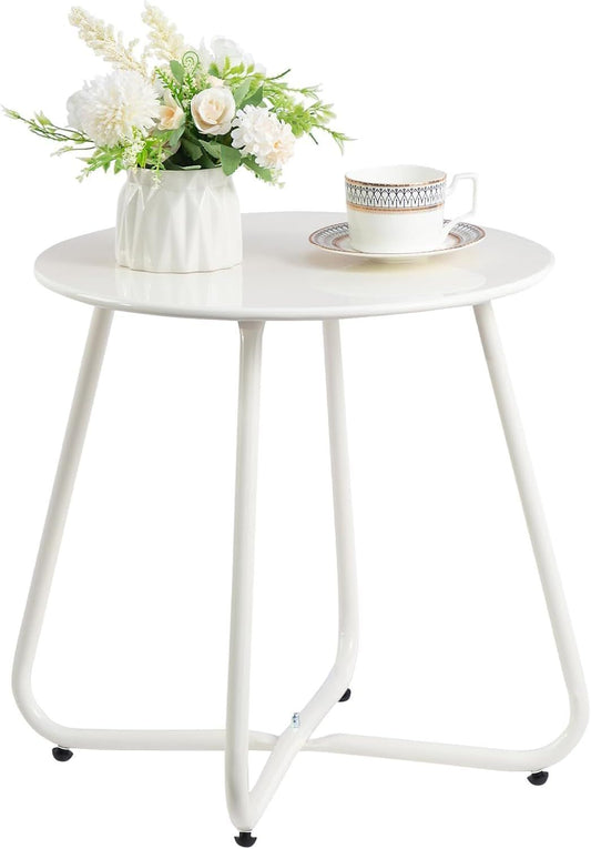 White Round Outdoor Side Table