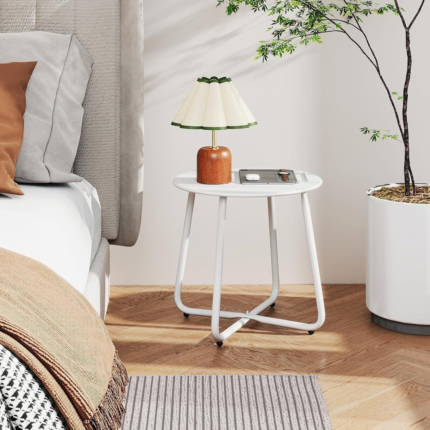 White Round Outdoor Side Table