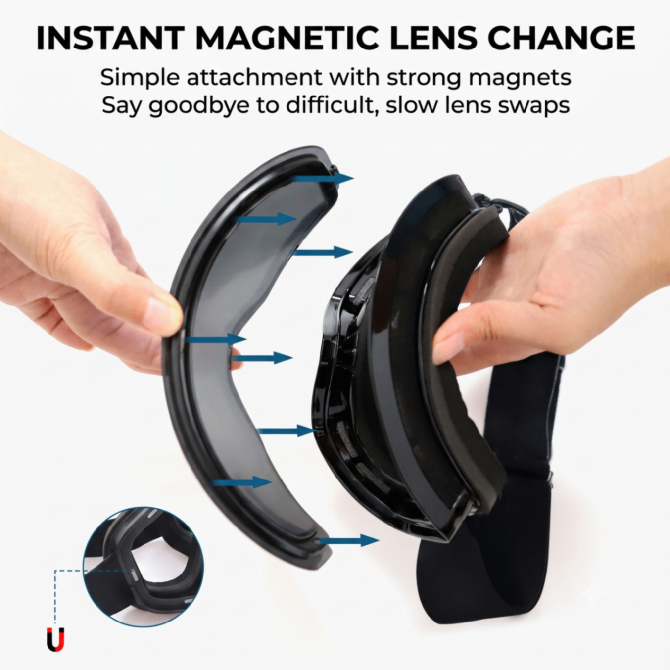 Magnetic Cylindrical Ski Goggles with UV400 Anti-Fog Dual-Lens, Impact-Resistant TPU Frame, Interchangeable Lens for Snow Sports, Includes Protective Case & Black Storage Bag (Green)
