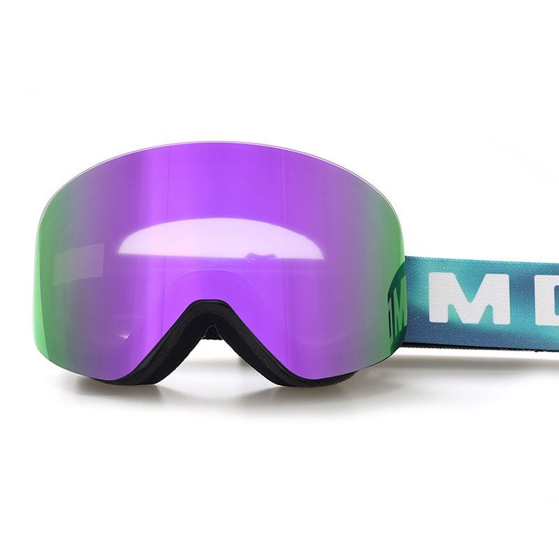 Magnetic Cylindrical Ski Goggles with UV400 Anti-Fog Dual-Lens, Impact-Resistant TPU Frame, Interchangeable Lens for Snow Sports, Includes Protective Case & Black Storage Bag (Green)