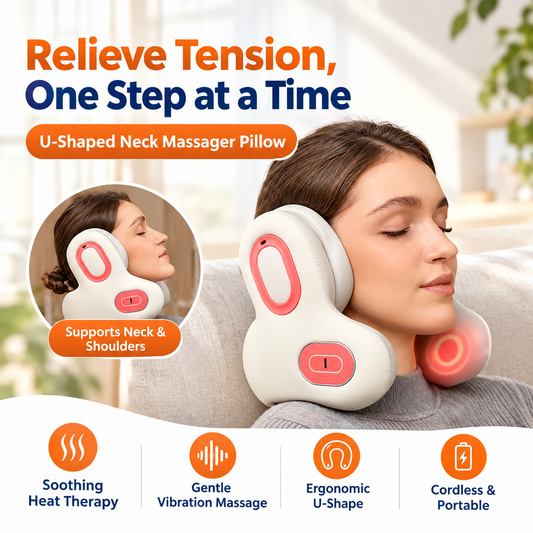 U-Shaped Neck Massager with Heat, Bluetooth Audio & Hands-Free Calling - White