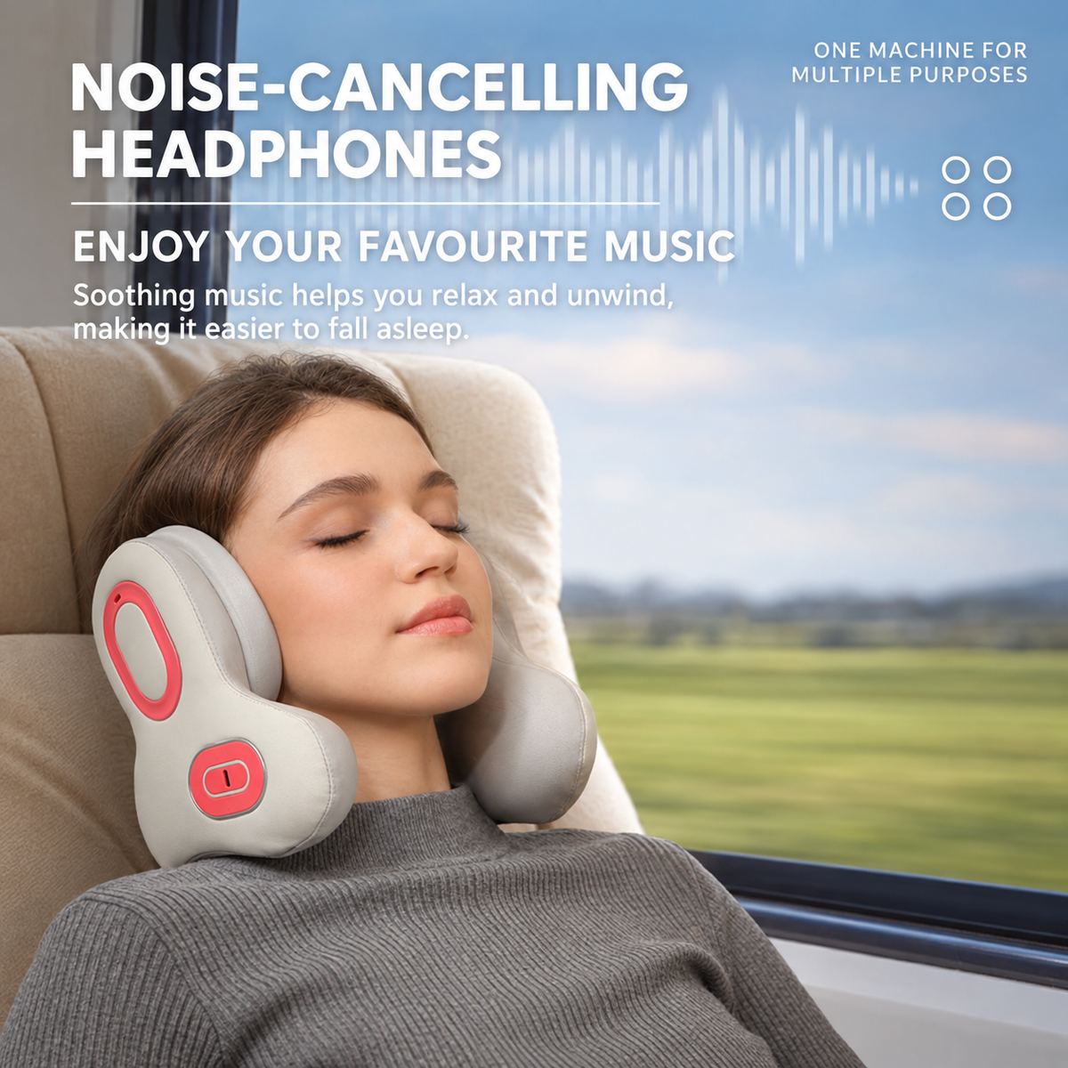 U-Shaped Neck Massager with Heat, Bluetooth Audio & Hands-Free Calling - White