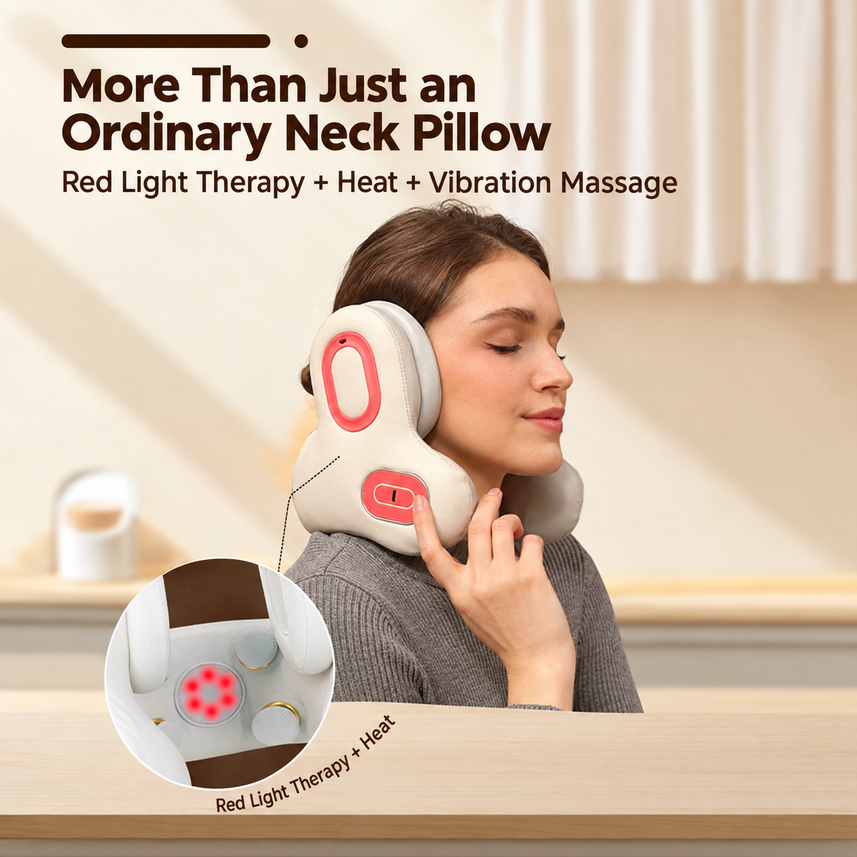 U-Shaped Neck Massager with Heat, Bluetooth Audio & Hands-Free Calling - White