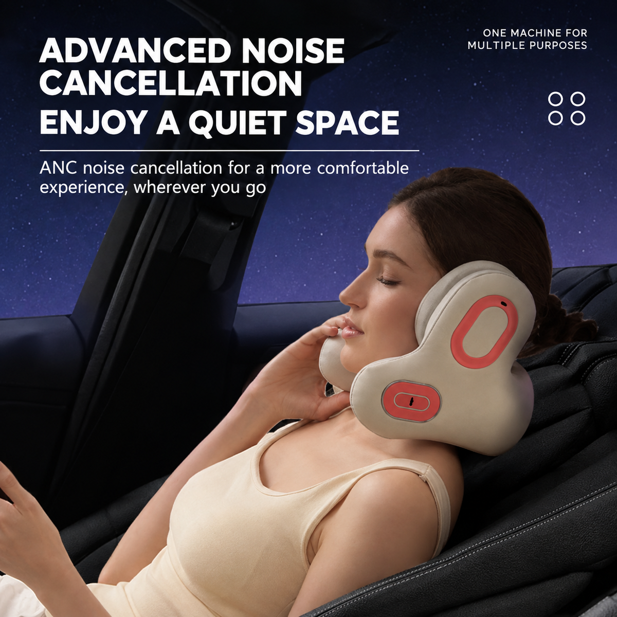 U-Shaped Neck Massager with Heat, Bluetooth Audio & Hands-Free Calling - White