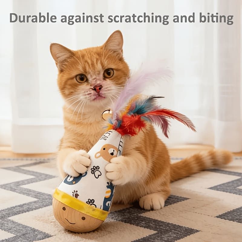 Wobble Cat Toy - Feather Red