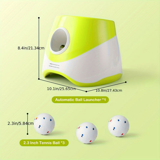 Automatic Dog Tennis Ball Launcher for Indoor & Outdoor Play, Adjustable 3-Speed Thrower with 3 Durable Chew Balls, Rechargeable Fetch Machine for Small, Medium, and Large Dogs (Blue)