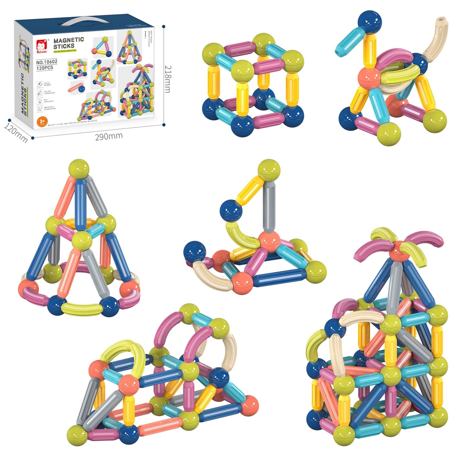 Magnetic Building Sticks & Balls - 120pcs