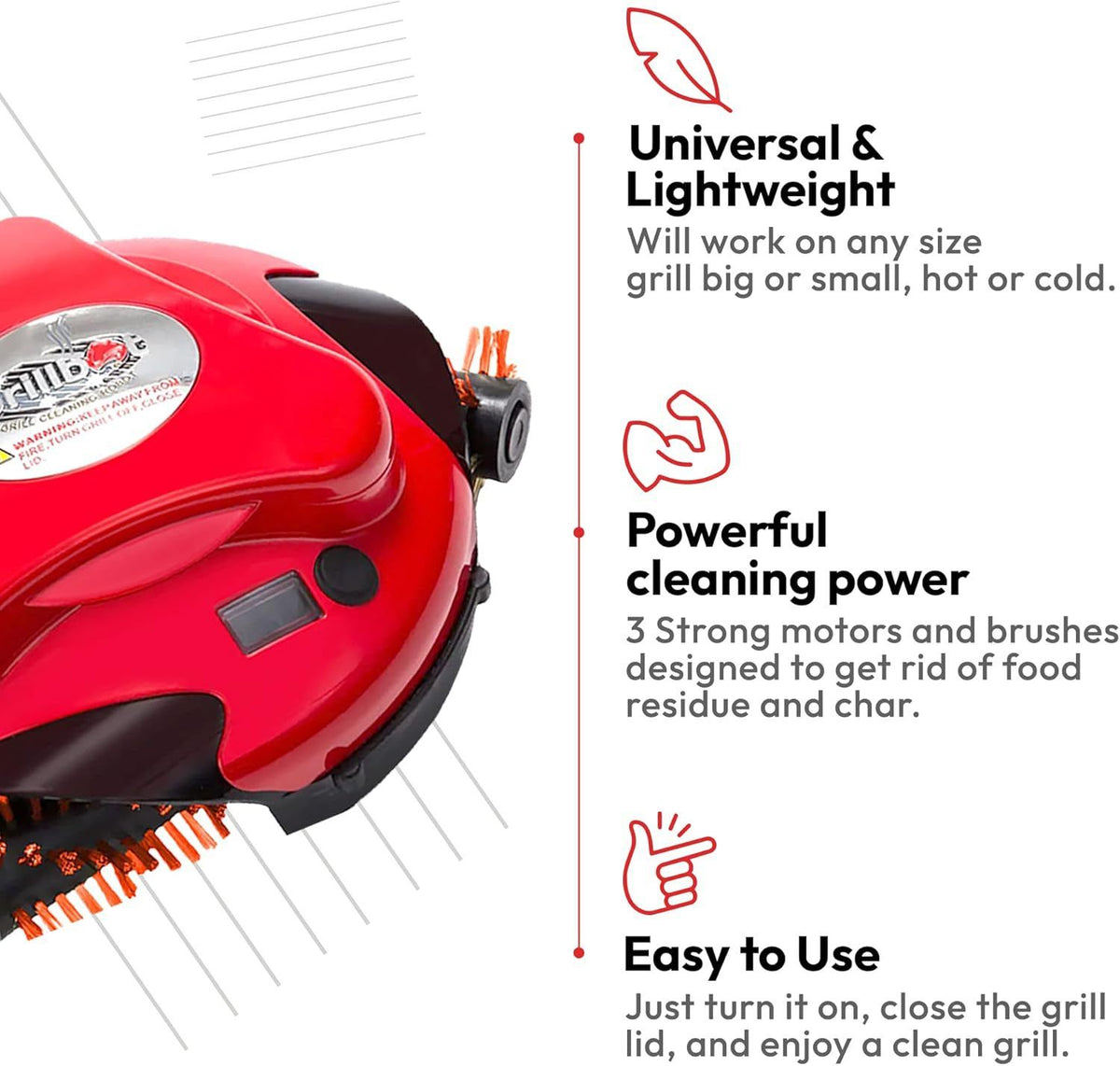 Automatic BBQ Grill Cleaning Robot - Red