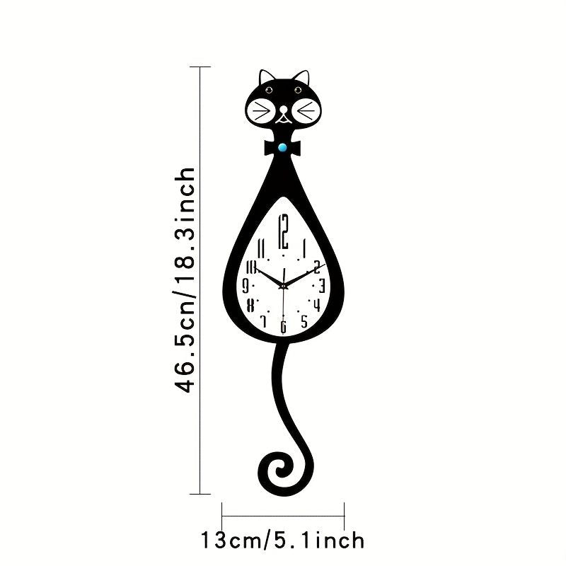 Cat-Shaped Wall Clock - Black