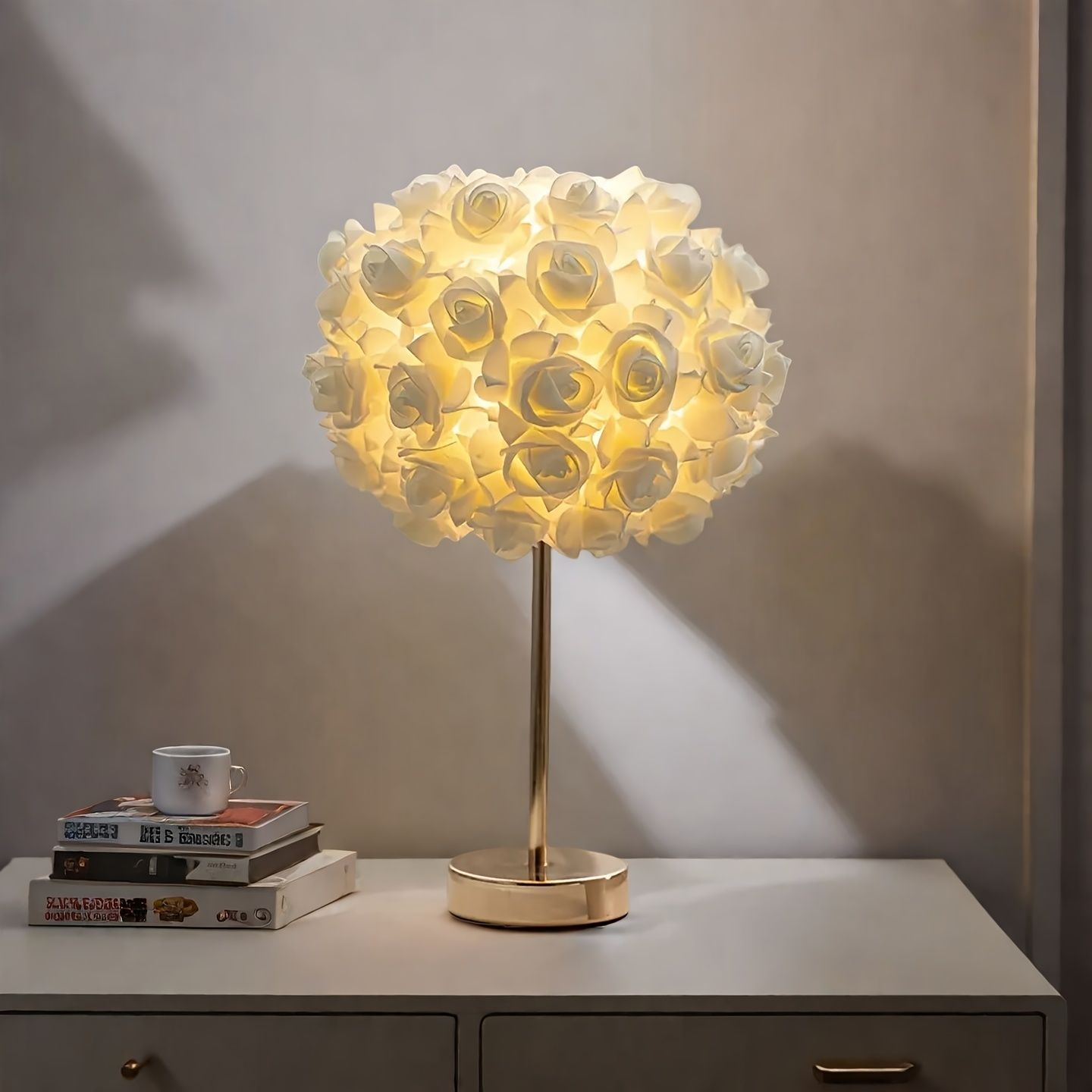 Rose-Shaped Table Night Light - Gold
