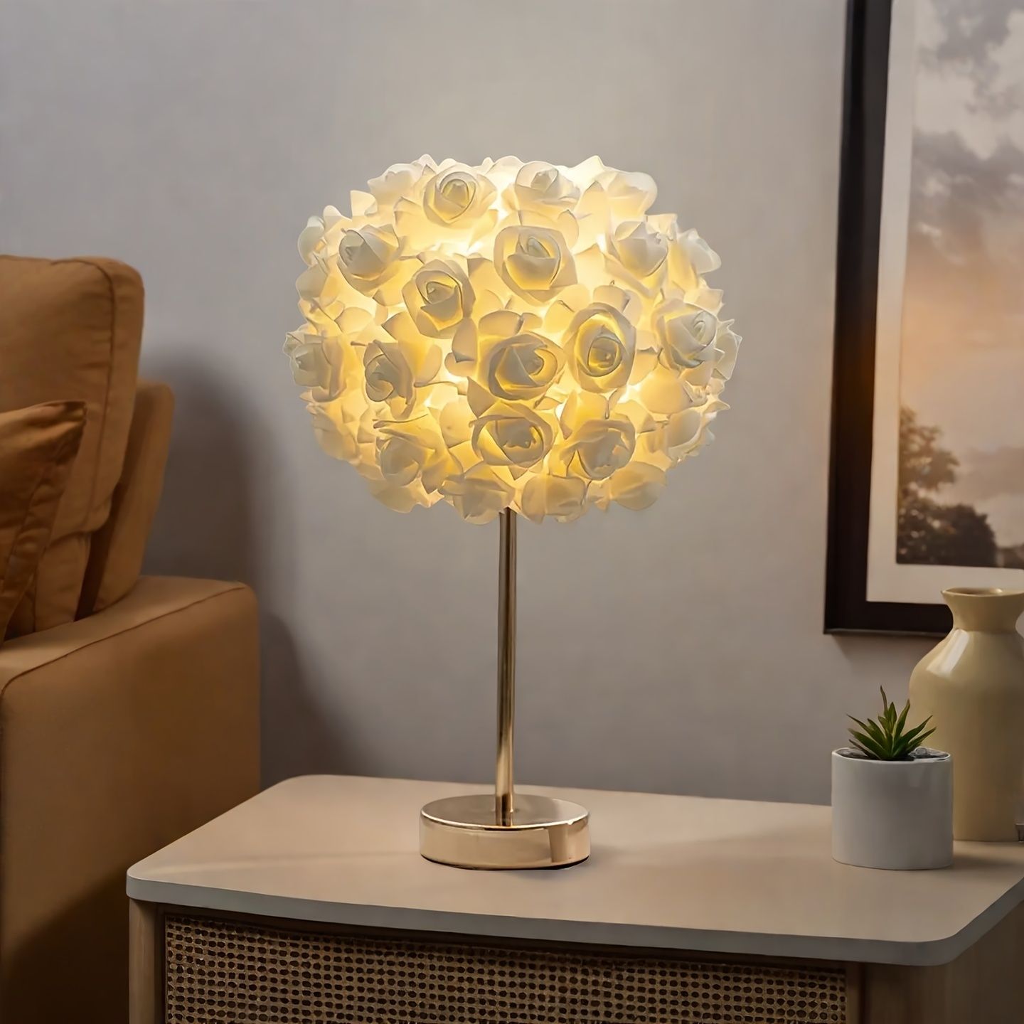Rose-Shaped Table Night Light - Gold