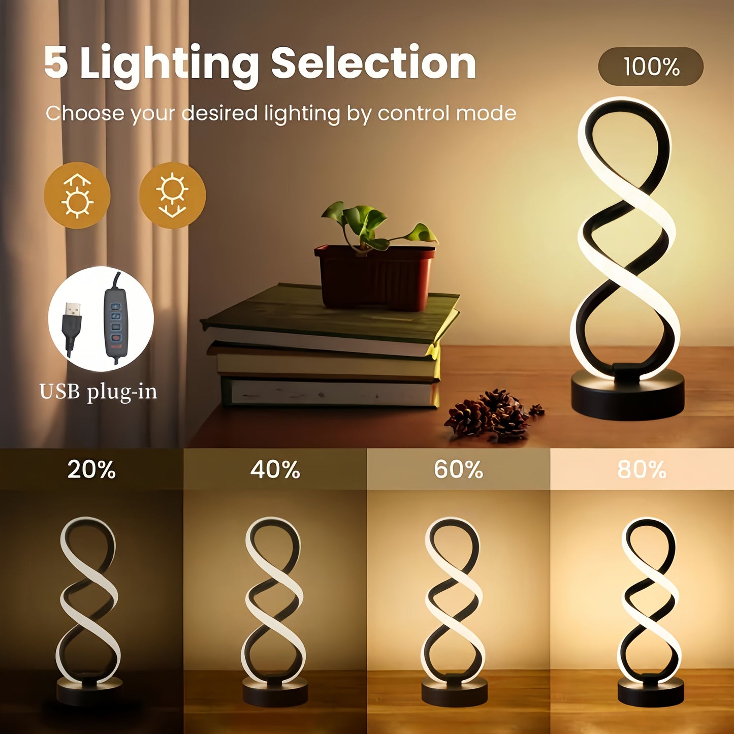 Spiral Desk Lamps Set of 2